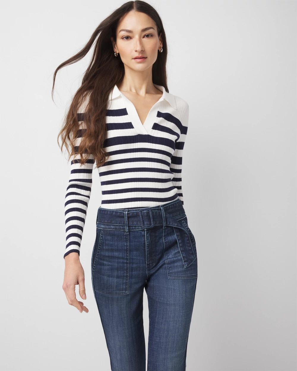 Ribbed Collar Pullover Sweater