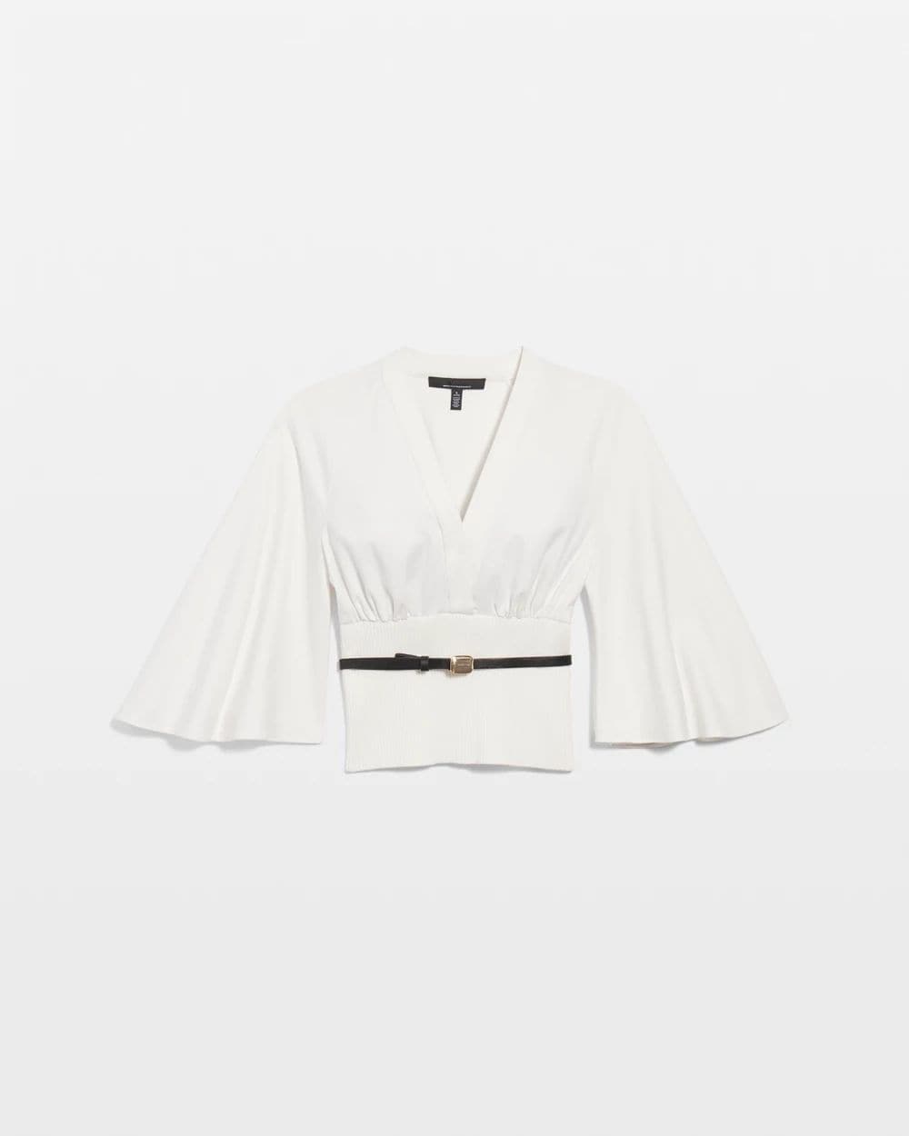 Knit Mix Surplice Blouse