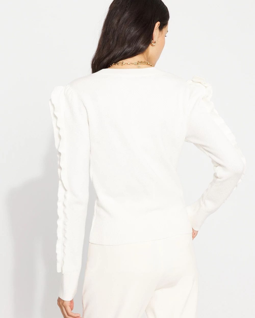 Ruffle Sleeve Pullover Sweater