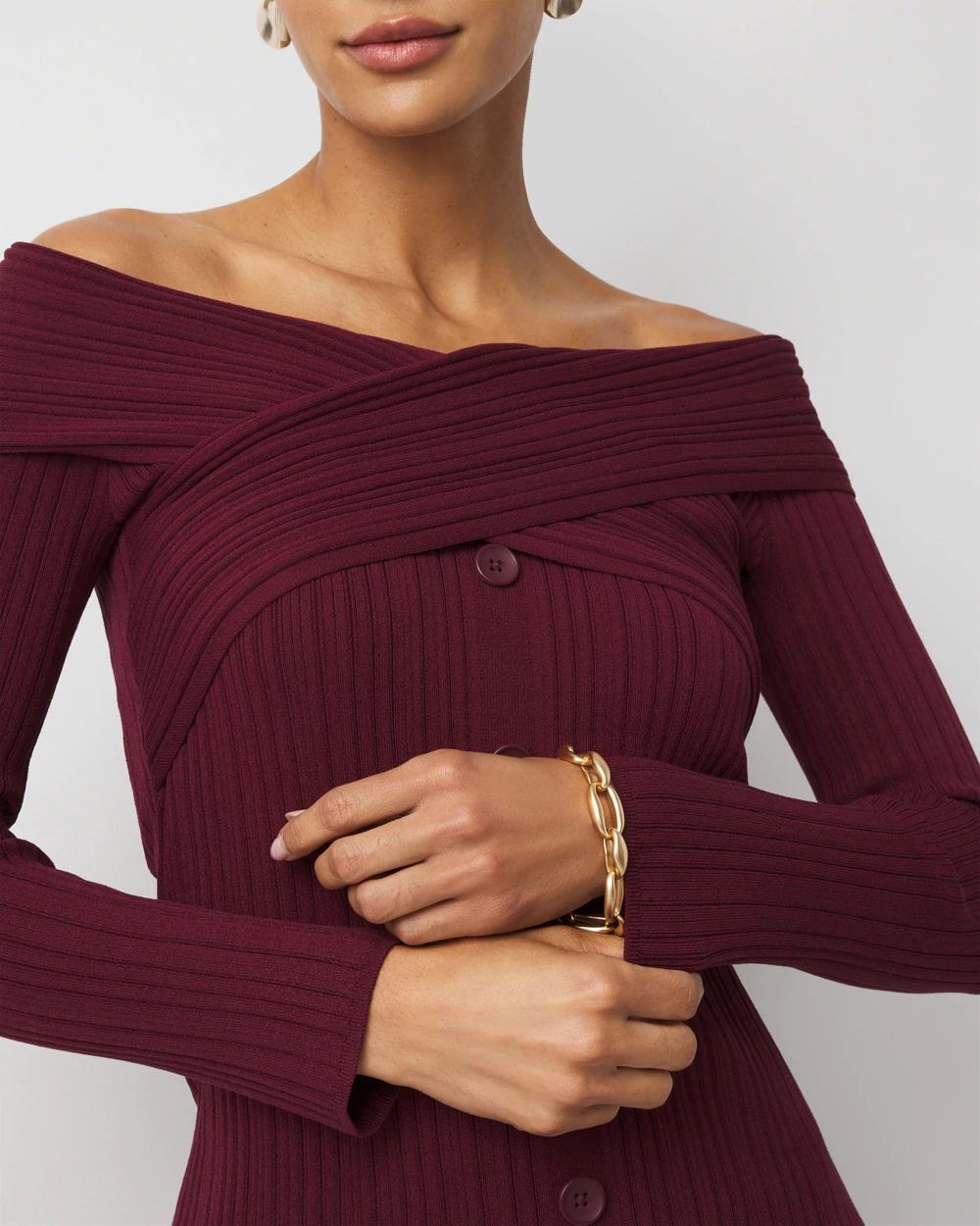 Off-The-Shoulder Sweater Dress