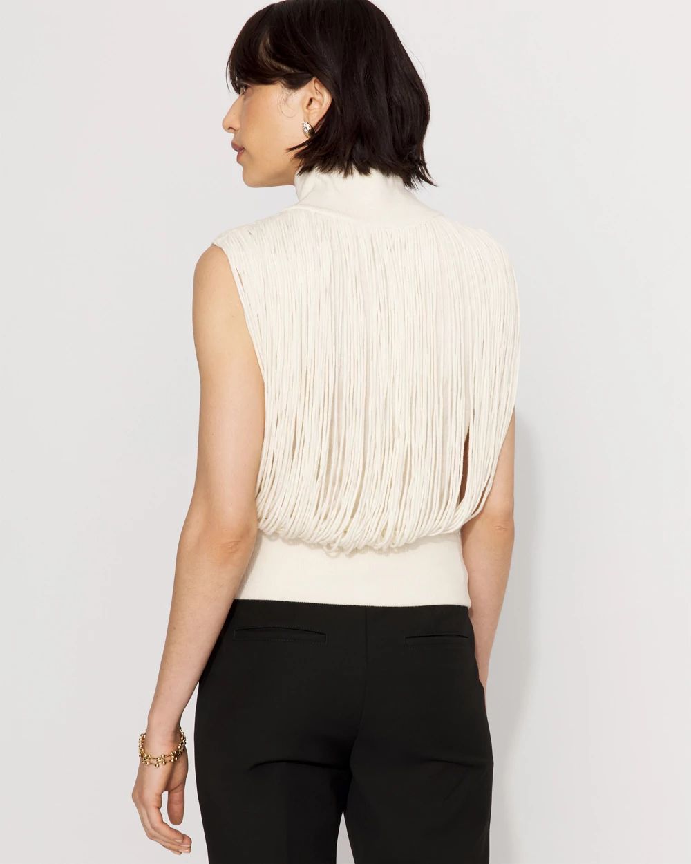 Fringe Mockneck Sweater Vest