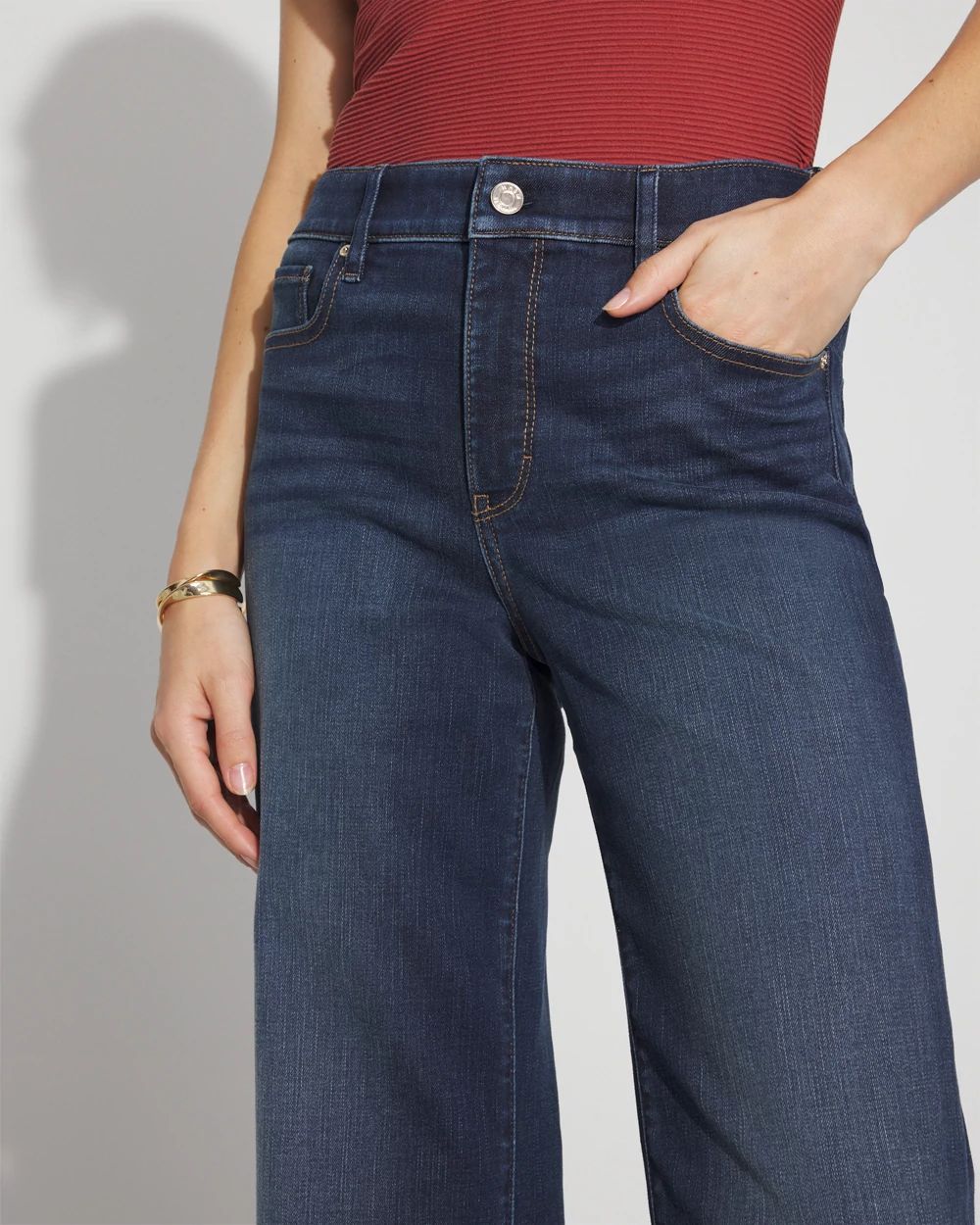 High-Rise Cuffed Wide-Leg Cropped Jean