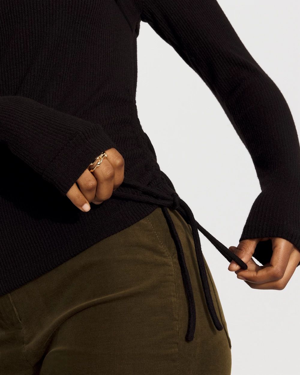 Side Ruched Rib Snit Top