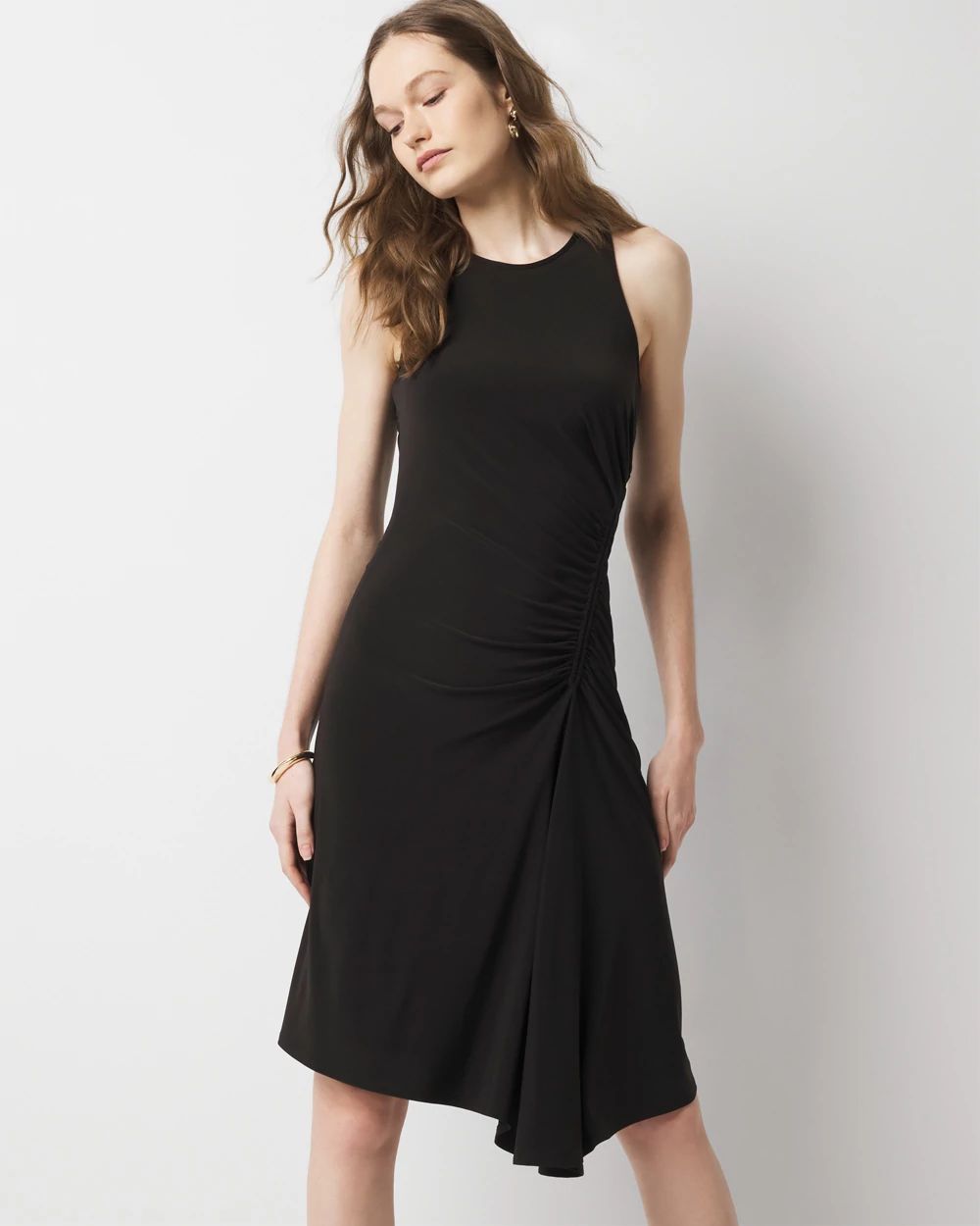 Asymmetric Ruched Mini Dress