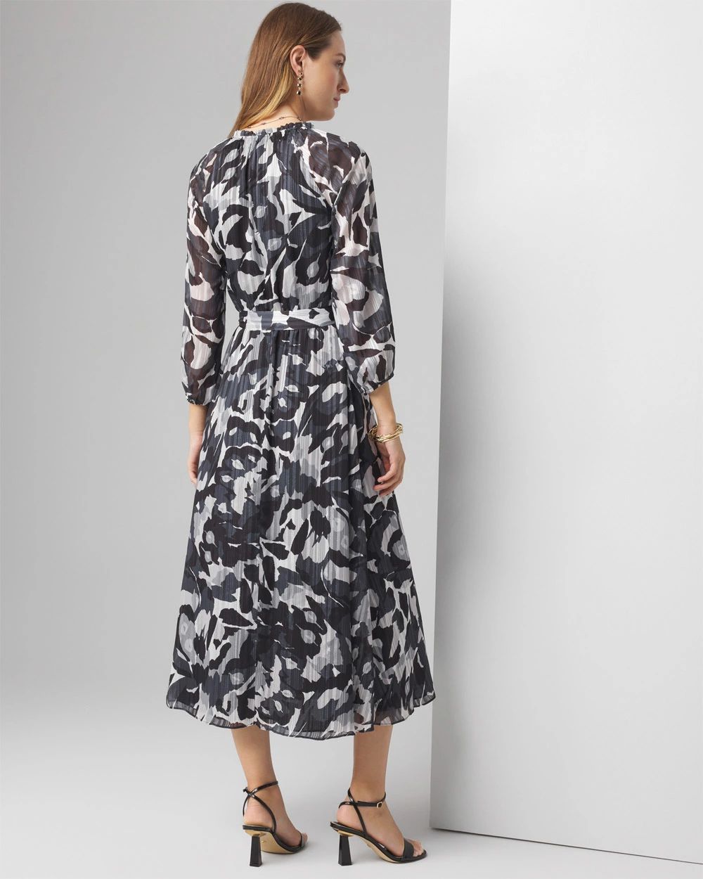 Long Sleeve Printed Midi Dress