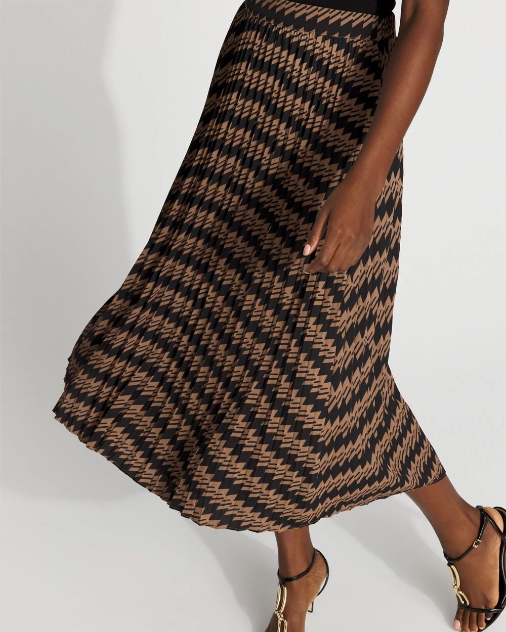 Pleated Crepe Midi Skirt