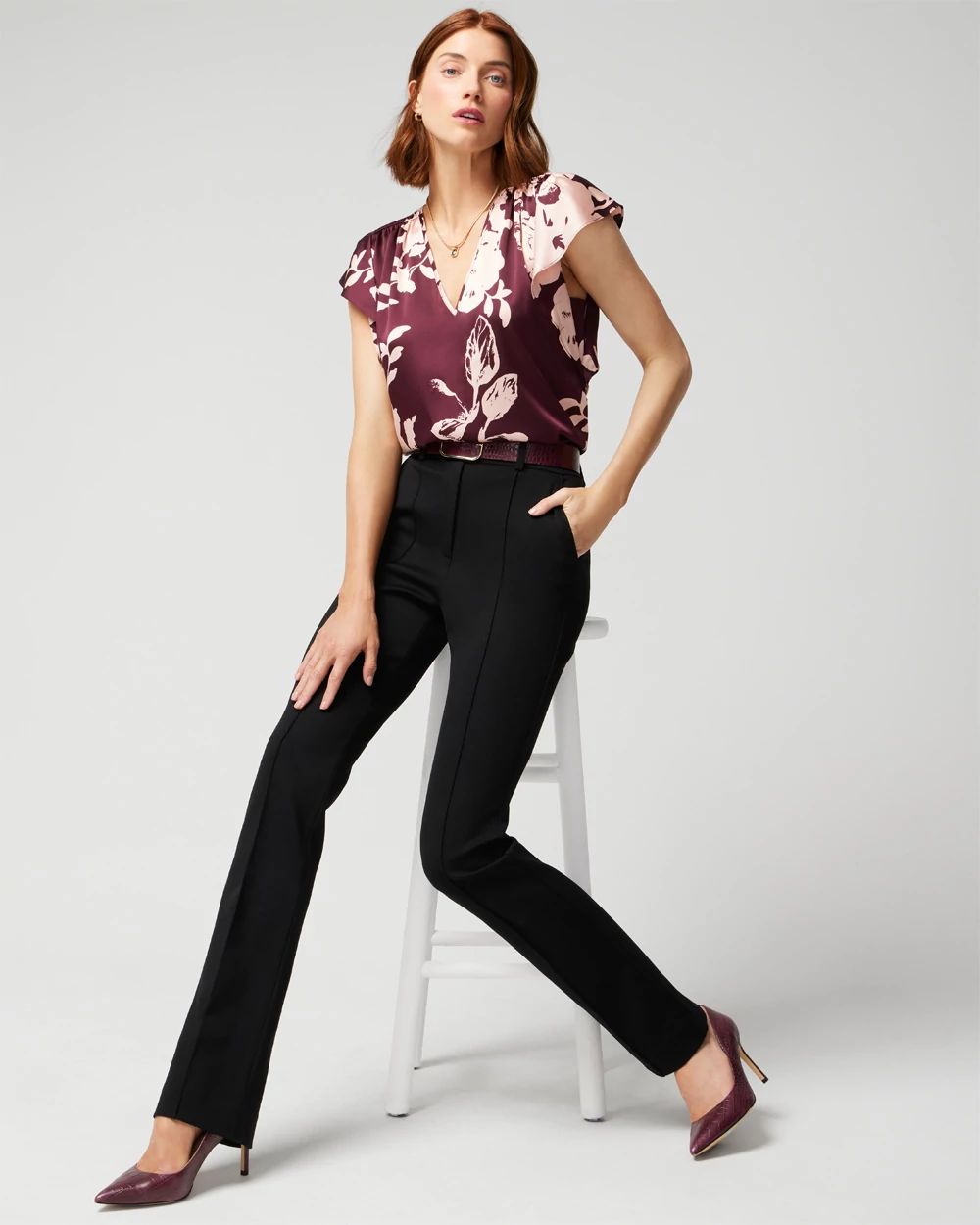 Flutter-Sleeve V-Neck Top