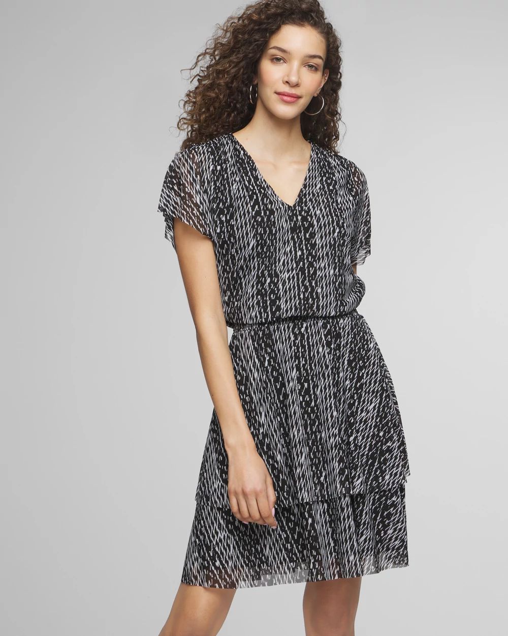 Mesh Kimono-Sleeve Mini Dress