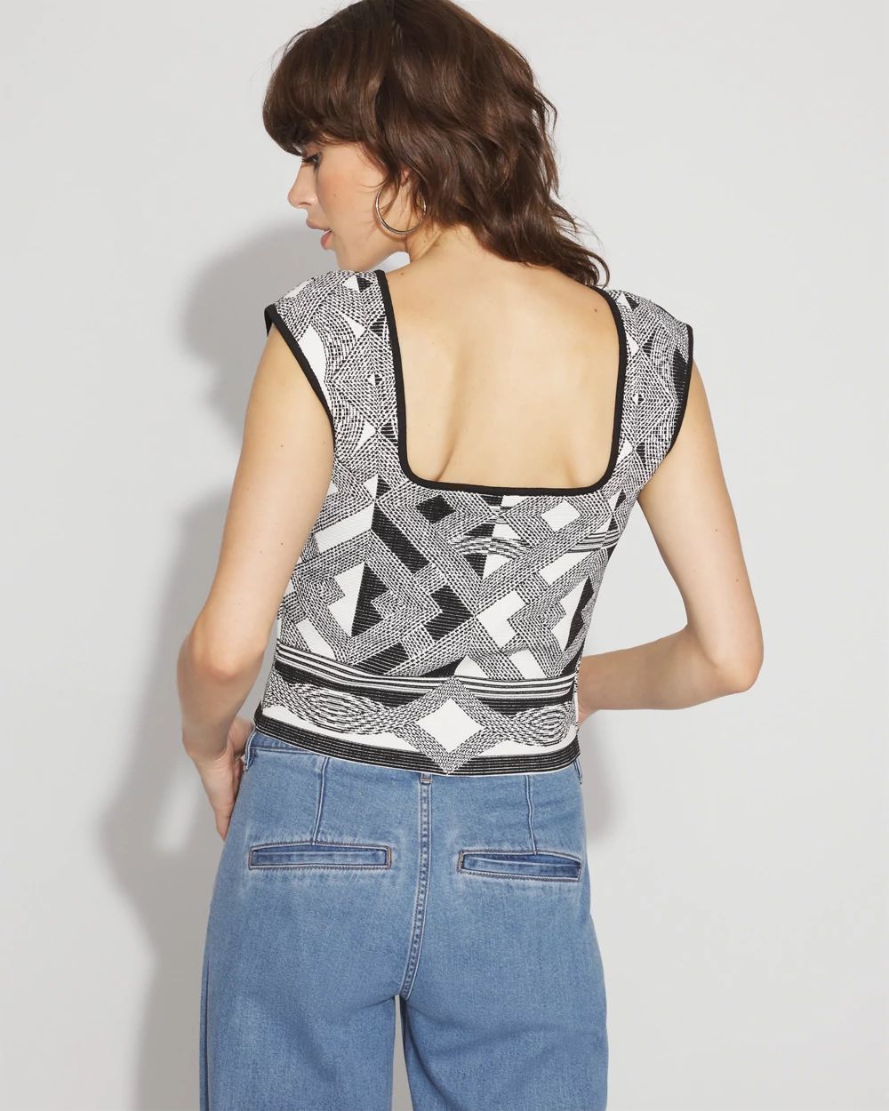 WHBM FORME™ Sculpt Stretch Geometric Jacquard Sweater Tank