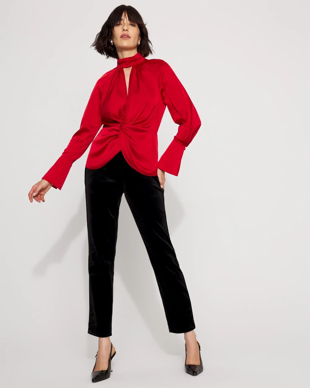 Twist Front Satin Blouse