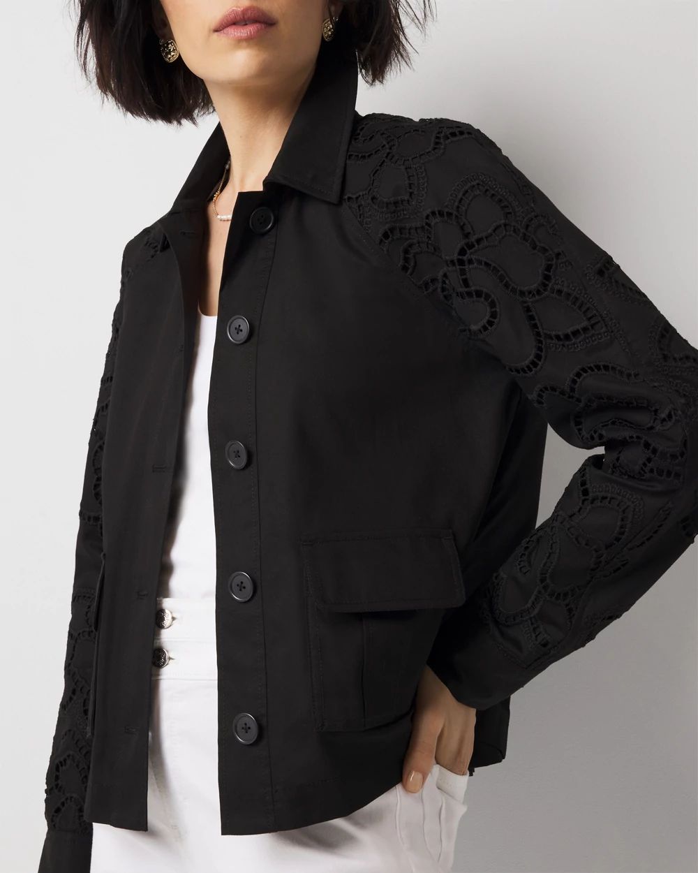 Embroidered Cargo Jacket