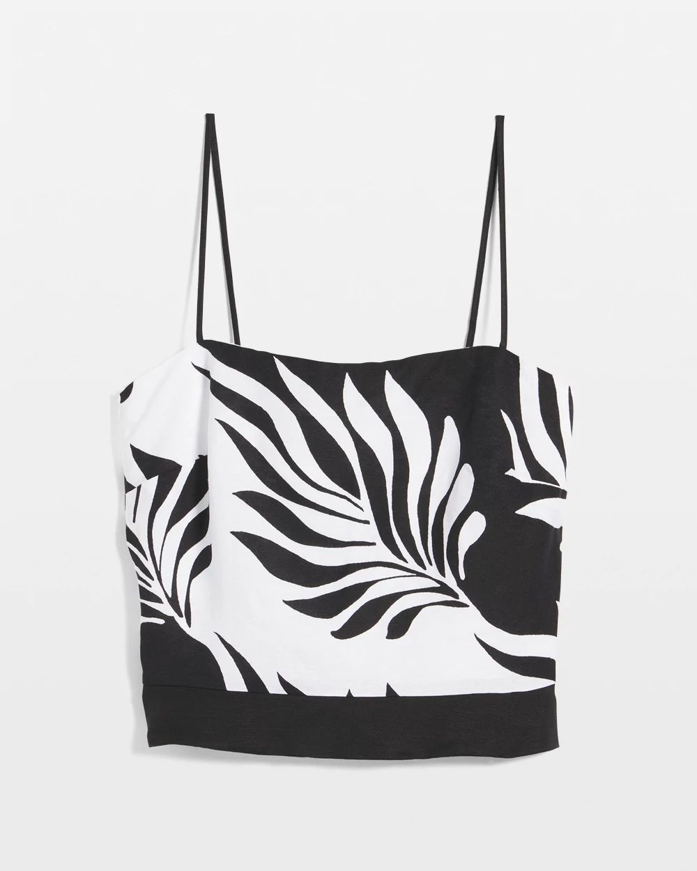 Linen-Blend Palm Print Bustier