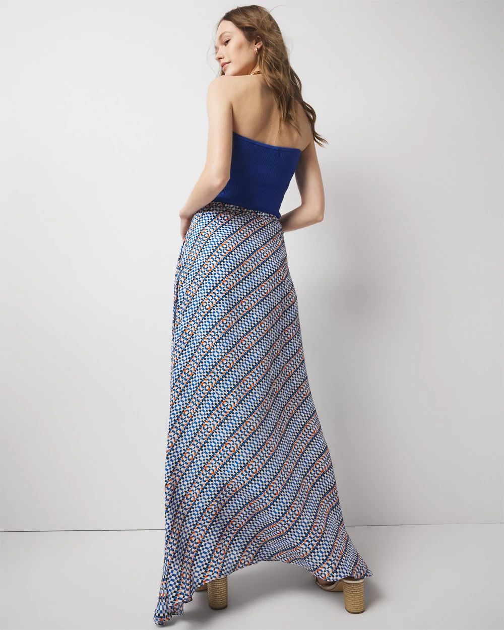 Geo Print A-Line Maxi Skirt