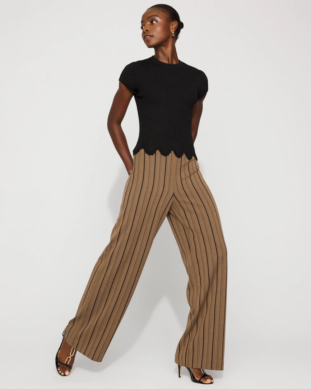 High-Rise Striped Jacquard Wide-Leg Pant