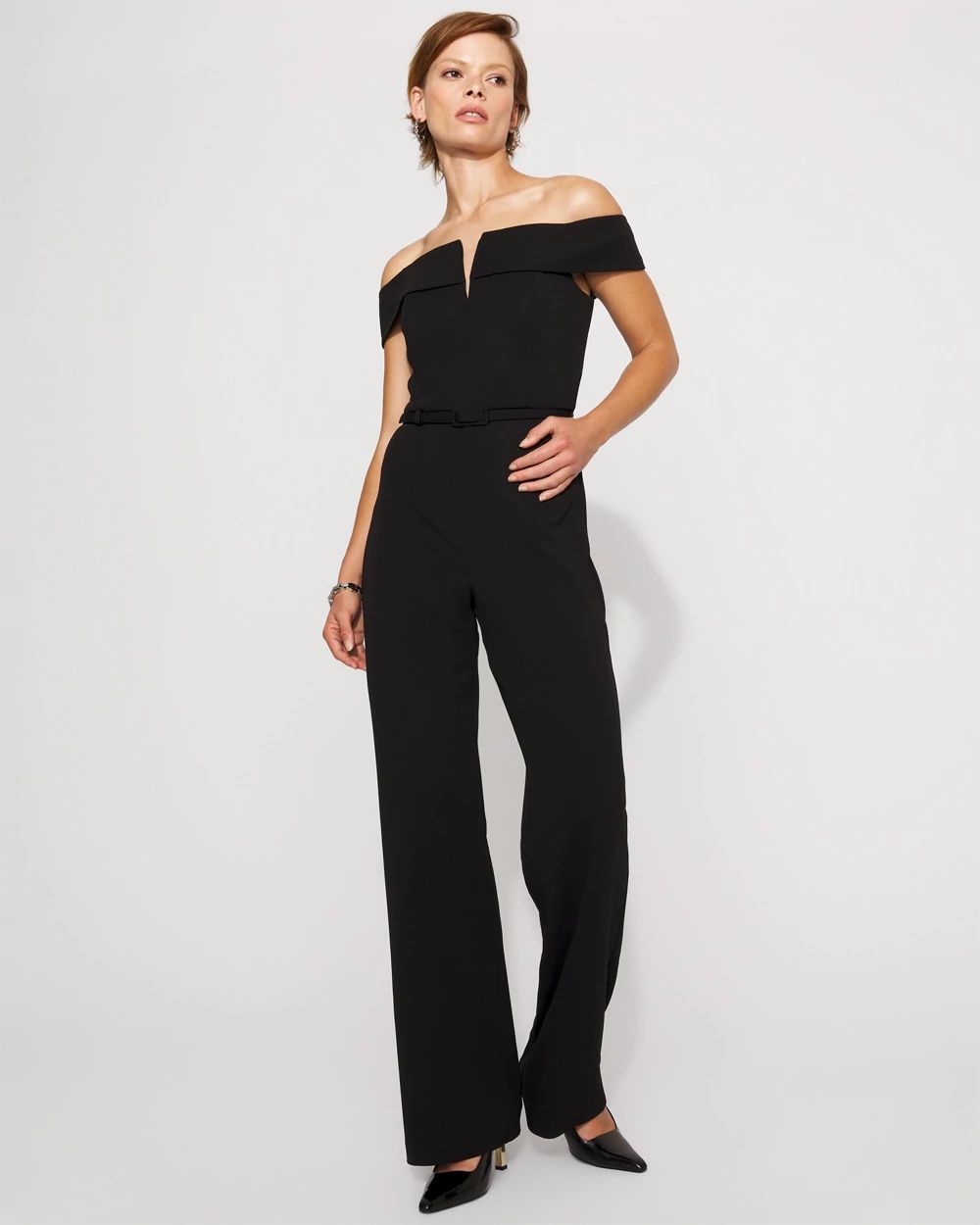 Petite Off-The-Shoulder Crepe Jumpsuit