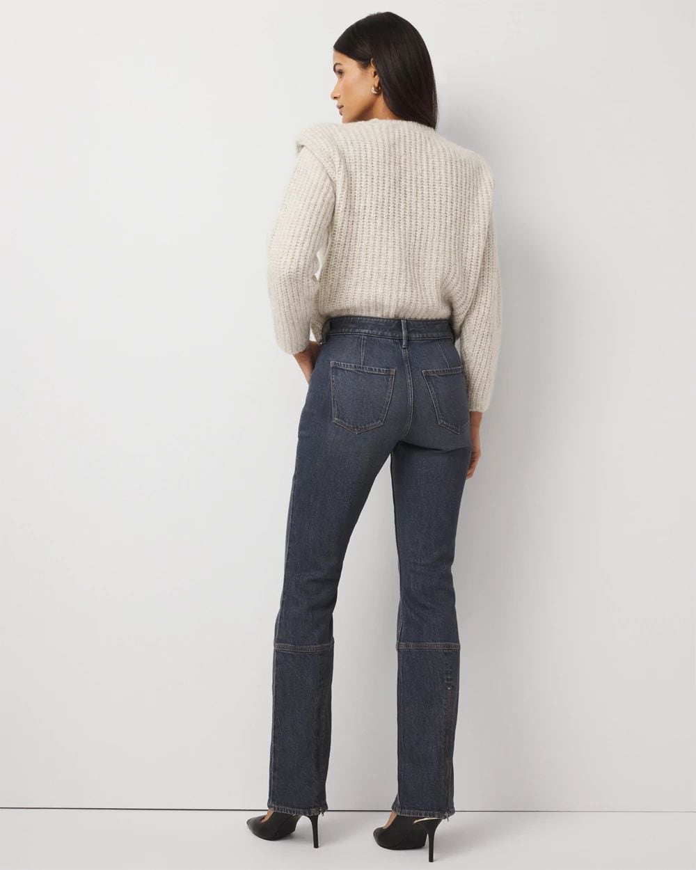 Petite Zip Hem High Rise Bootcut Jean