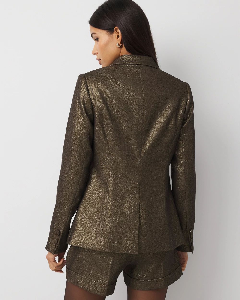 Shimmery One-Button Blazer