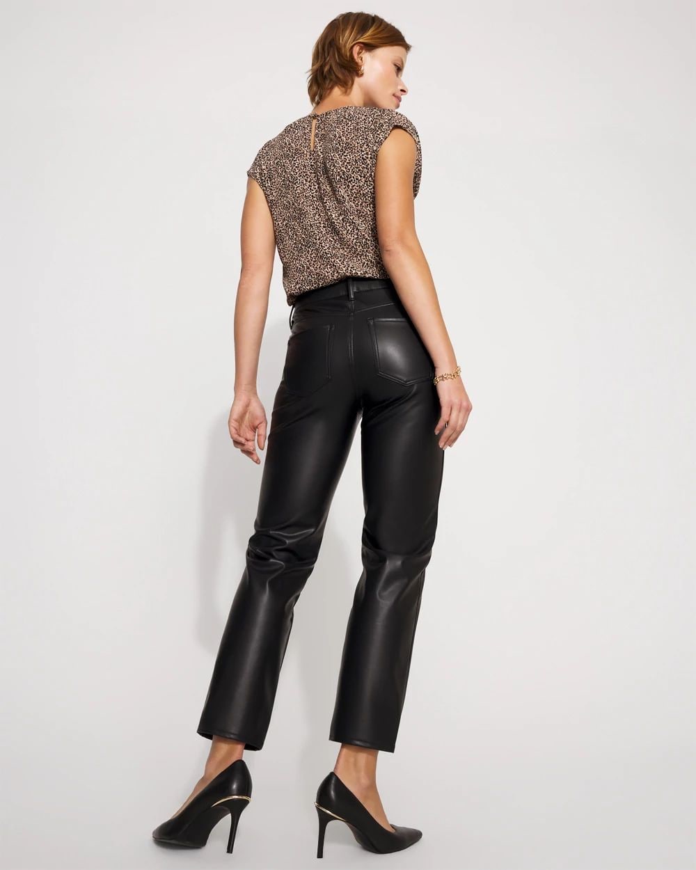 Faux Leather 5-Pocket Ankle Pant
