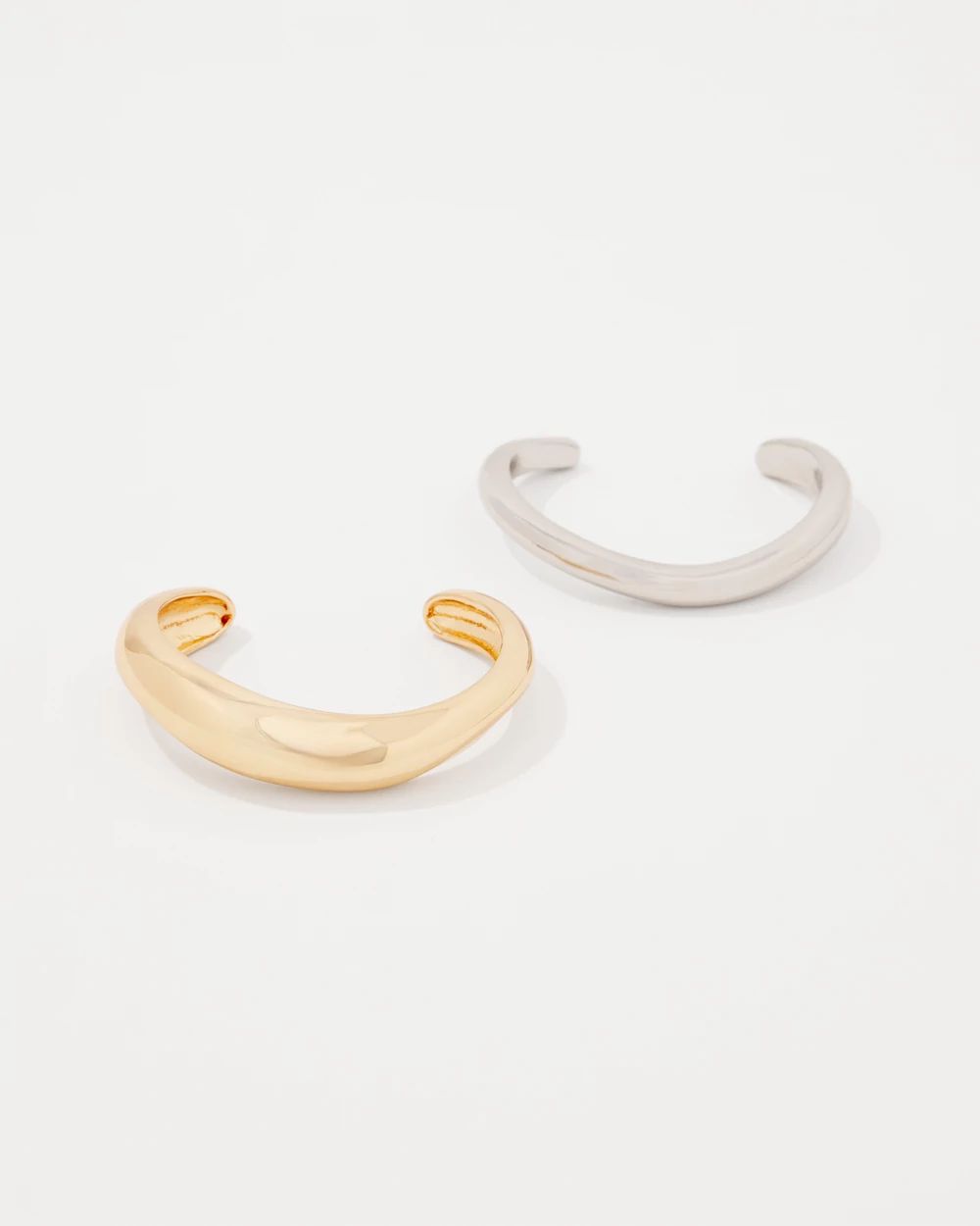 Silver + Gold Sculptural Cuff 2 Pack