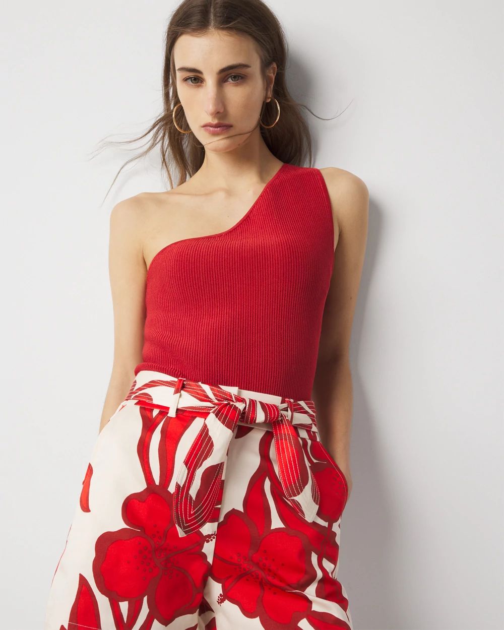 WHBM FORME™ Sculpt Stretch One Shoulder Sweater