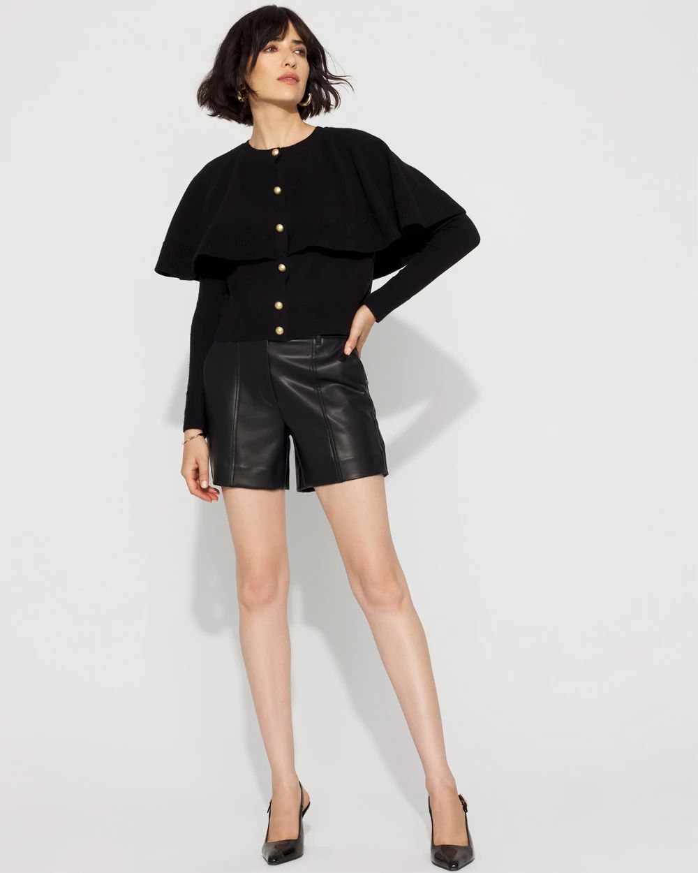 Button-Front Cape Cardigan