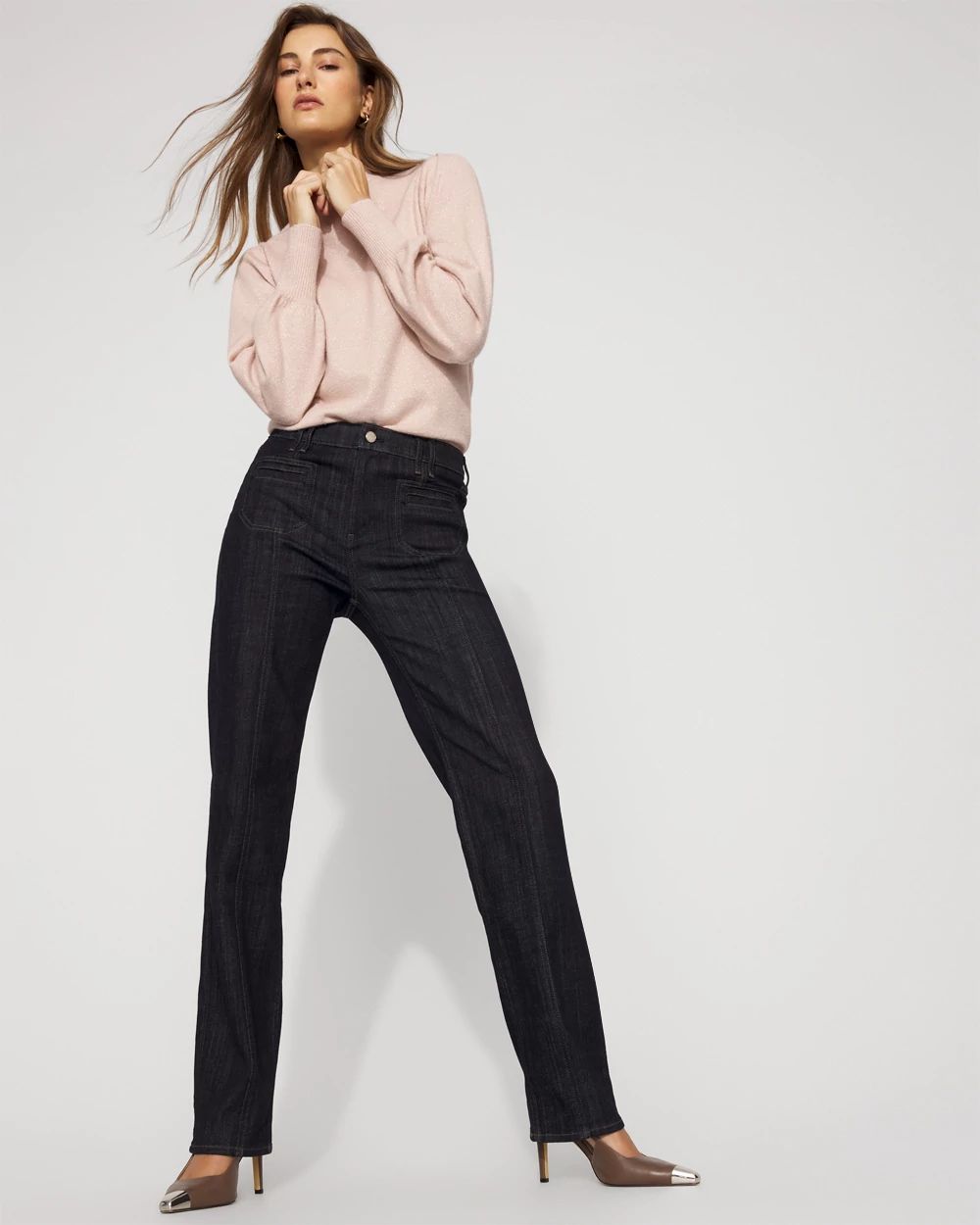 Blouson Sleeve Mockneck Pullover Sweater