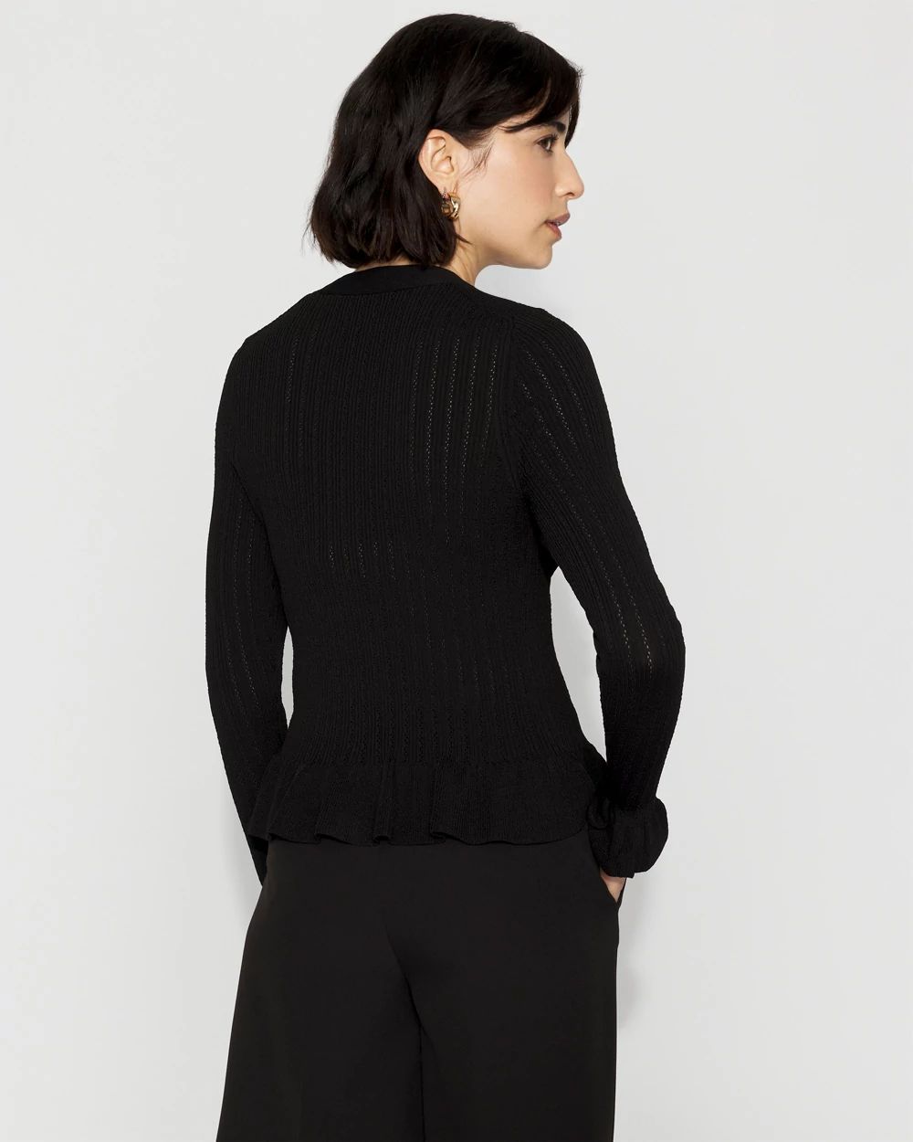 Bell Sleeve Peplum Cardigan Sweater