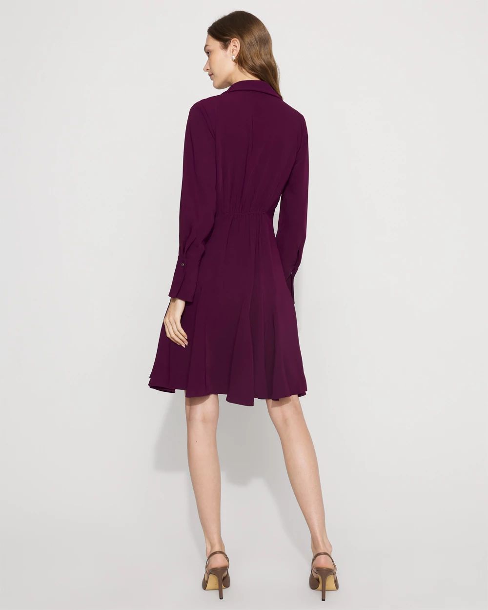 Tie-Neck Twill Shirt Dress