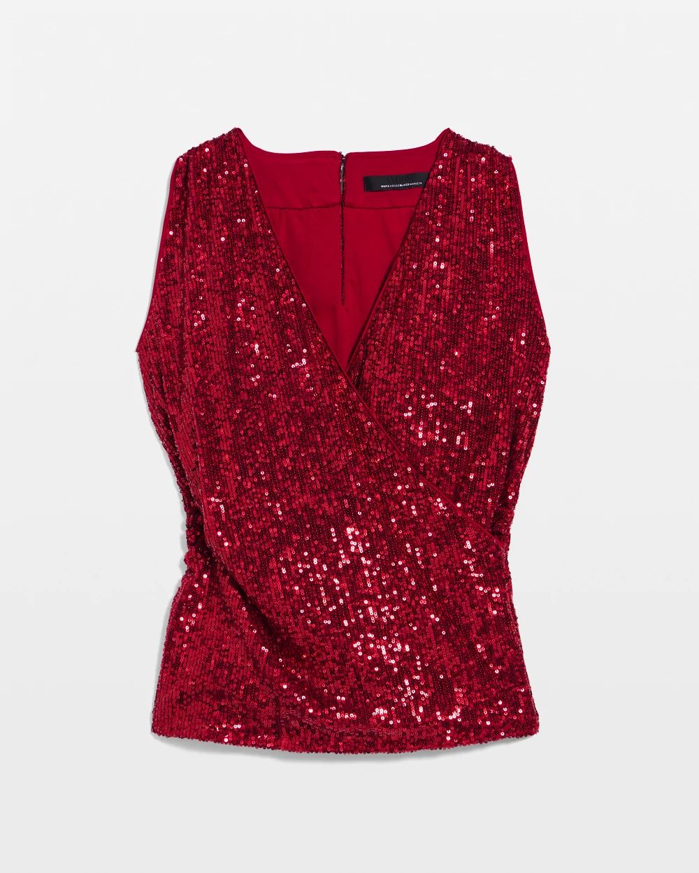 Sequin Surplice Sleeveless Top
