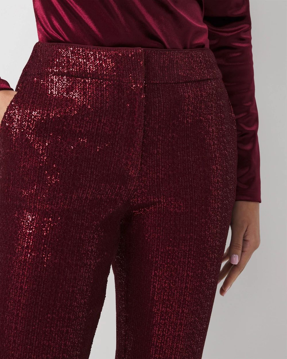 Petite Zoey Sequin Velvet Straight Pant