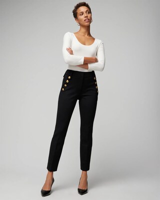 WHBM® Jolie Button Straight Luxe Stretch Pant click to view larger image.