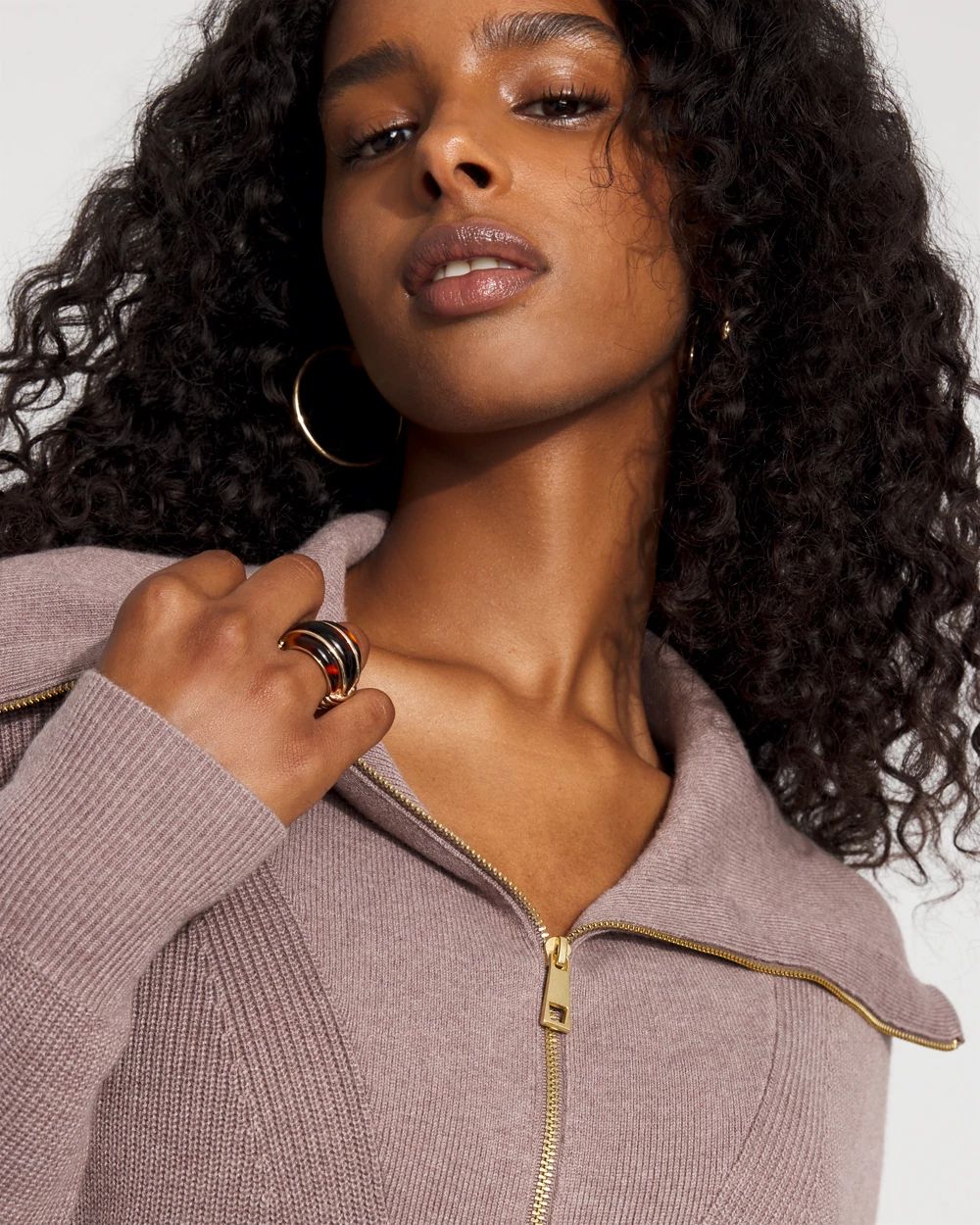 Petite Half-Zip Sweater Mini Dress