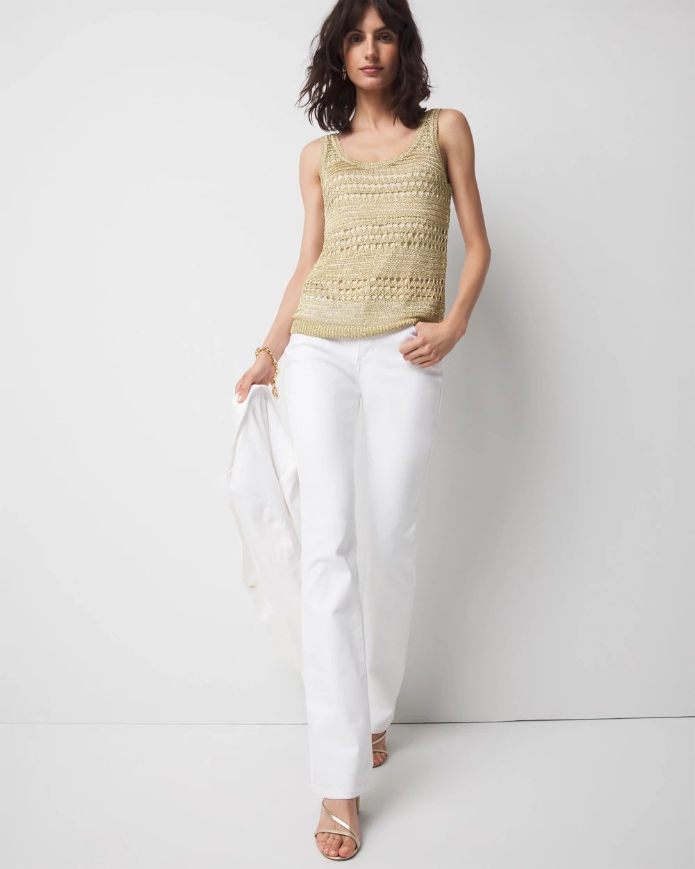 Metallic Scoop Neck Sweater Tank