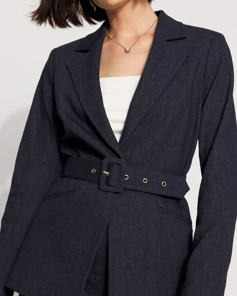 Petite Denim-Look Blazer