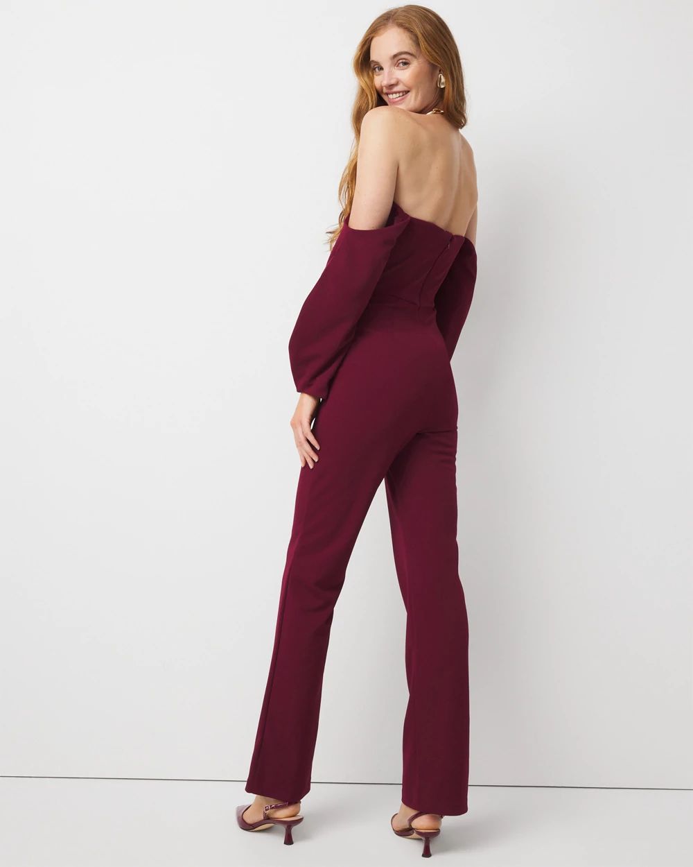 Off-The-Shoulder Drape Sleeve Jumpsuit