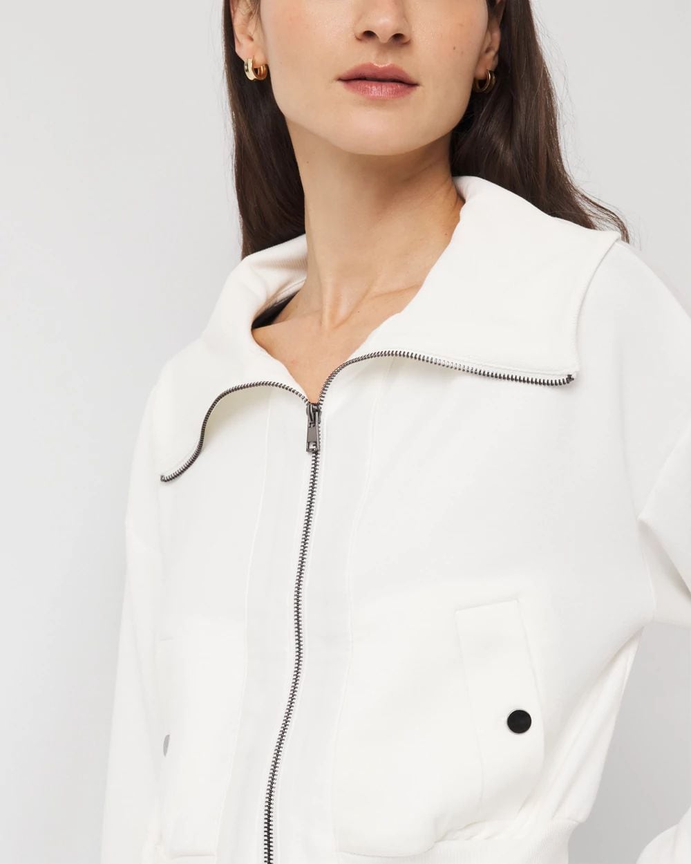 Rib Trim Zip-Up Jacket