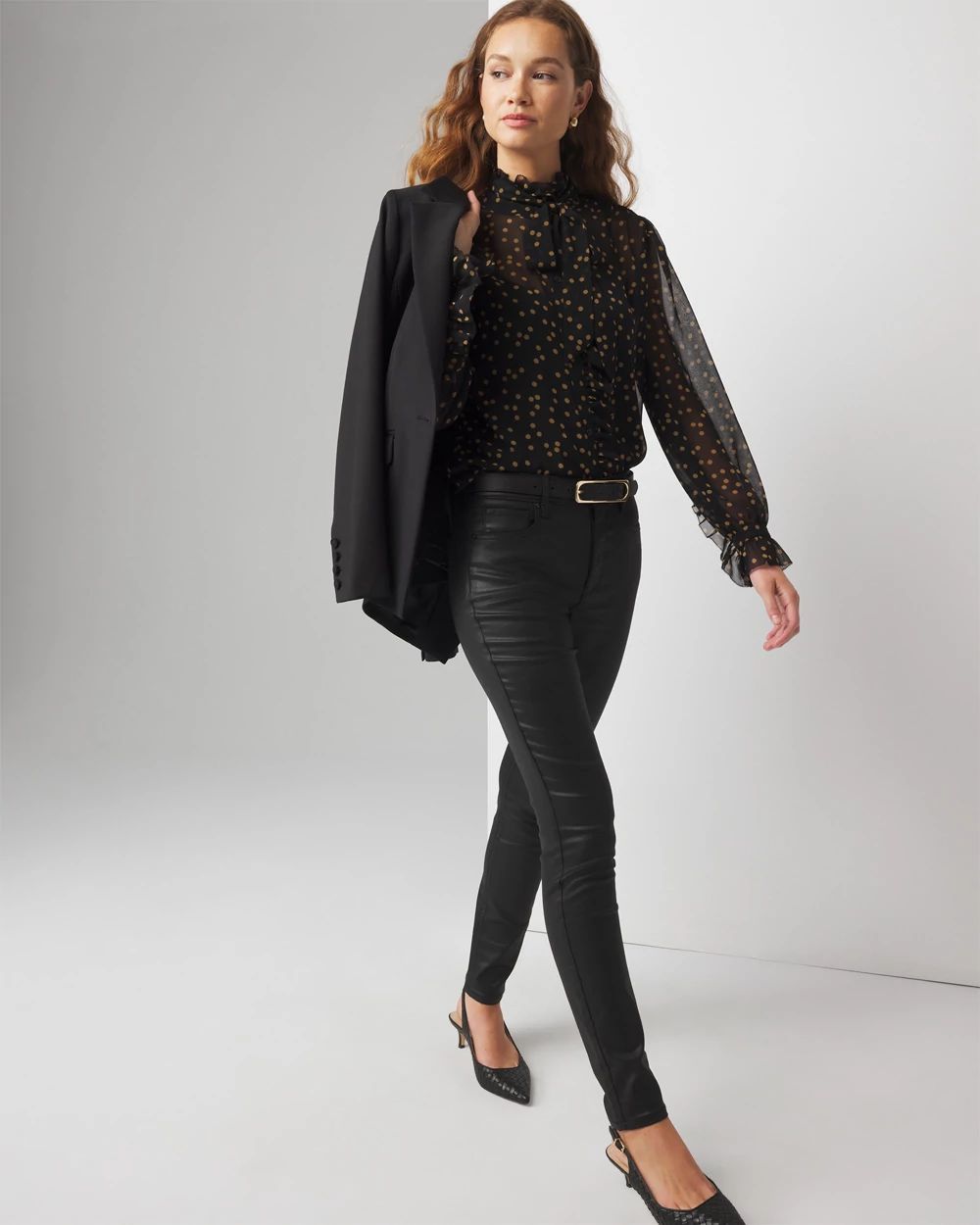 High-Rise Coated Skinny Jeans click to view larger image.