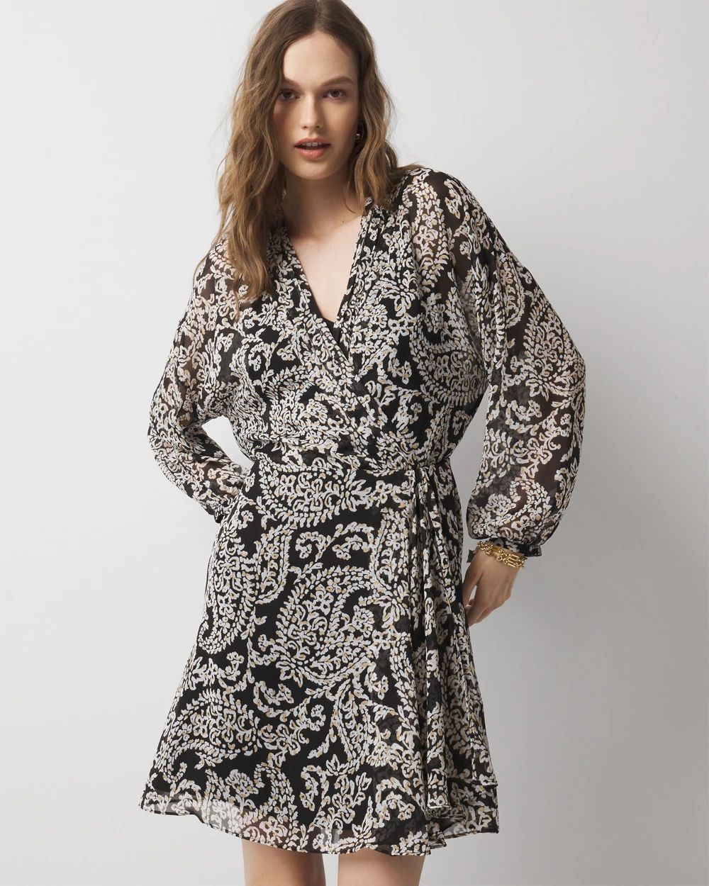 Petite Chiffon Surplice Mini Dress