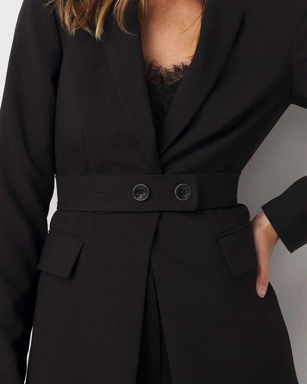 Belted One-Button Blazer