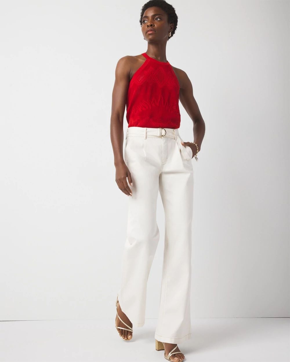 Pret High-Rise Belted Wide Leg Trouser