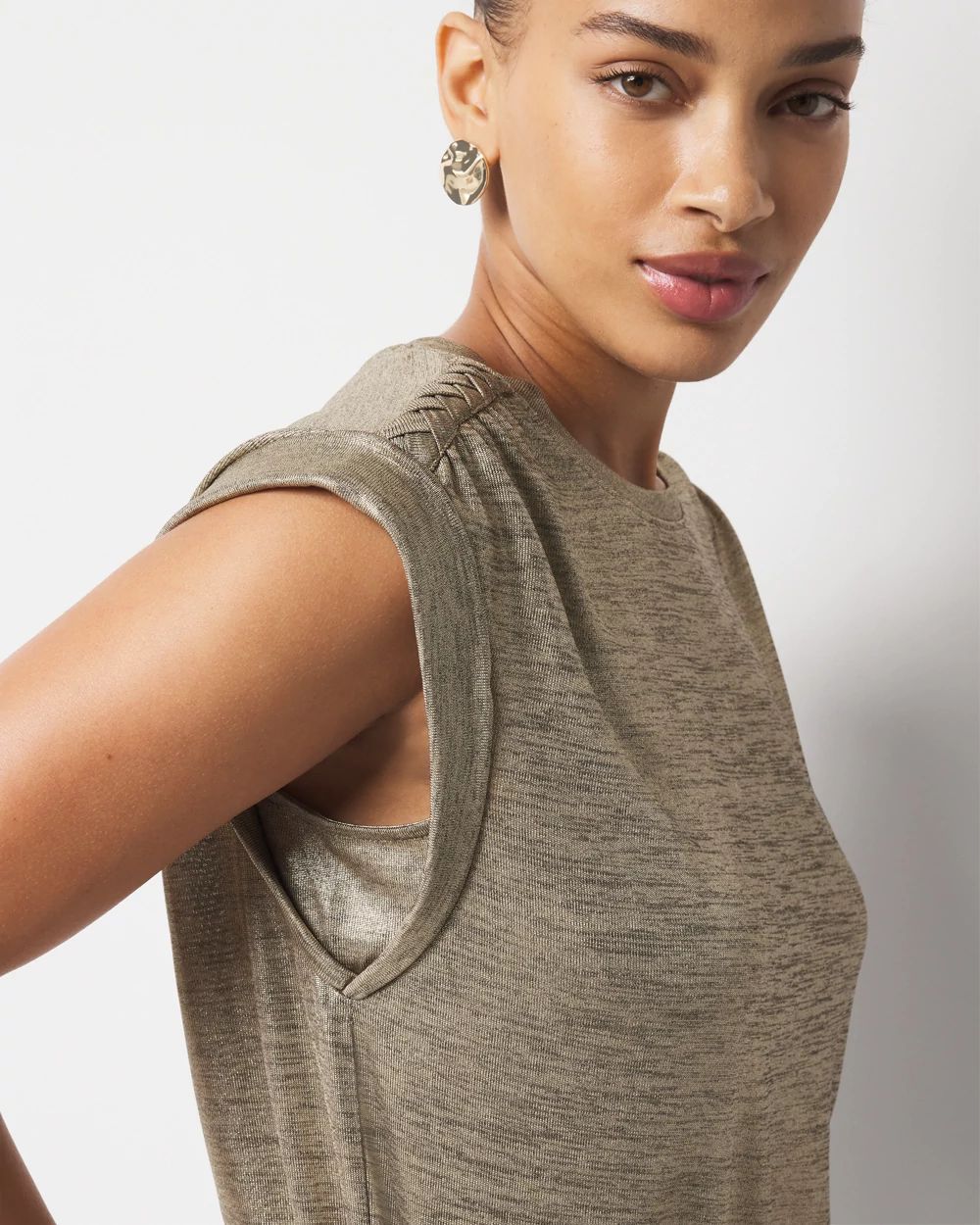 Gold Foil Braided Shoulder Tee