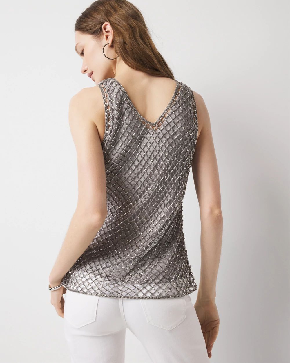 Beaded V-Neck Tank Top