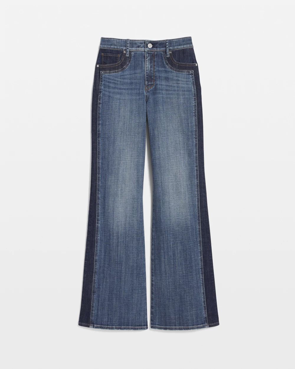 Petite High-Rise Colorblocked Wide-Leg Jean