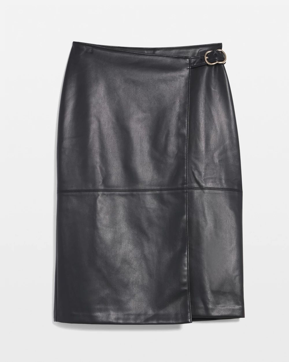 Faux Leather Wrap Skirt