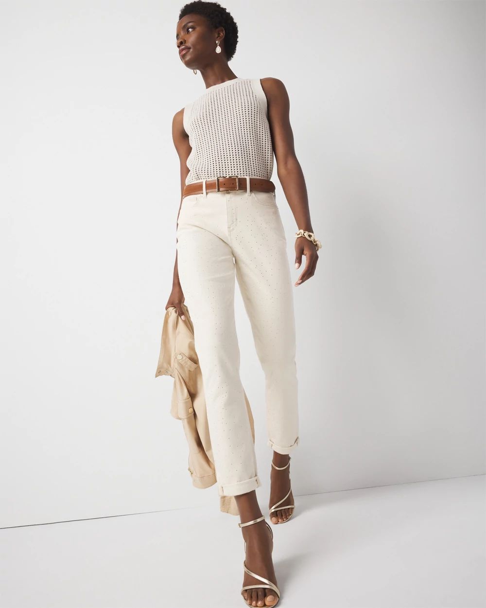 Mid-Rise Embellished Girlfriend Jean