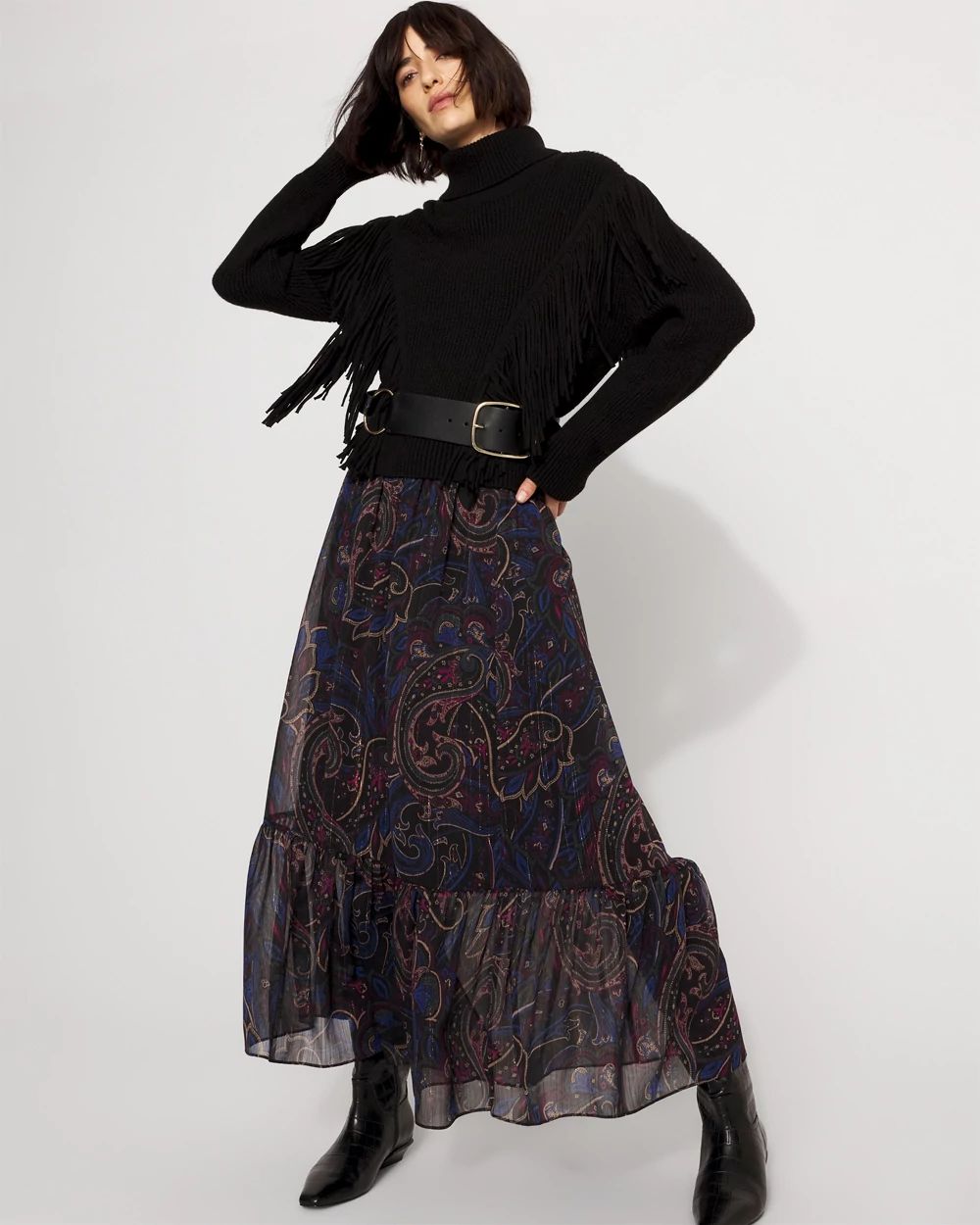 Fringe Turtleneck Sweater