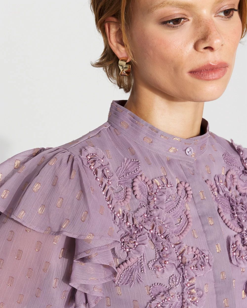 Chiffon Floral Appliqué Blouse