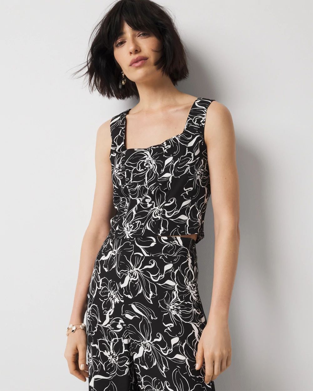 Black & White Floral Corset Top