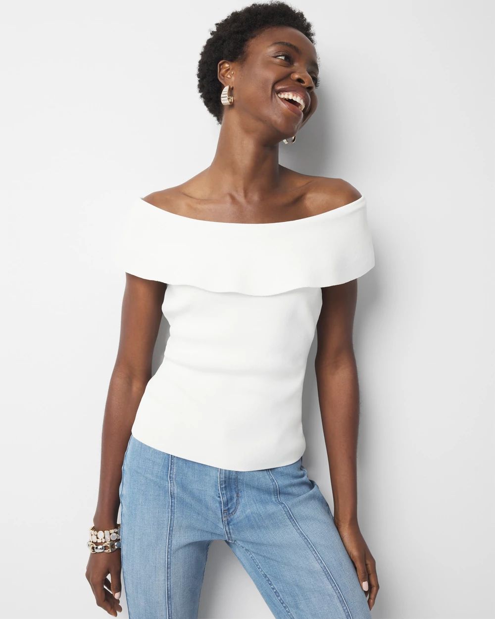 WHBM FORME™ Sculpt Stretch Off-the-Shoulder Sweater
