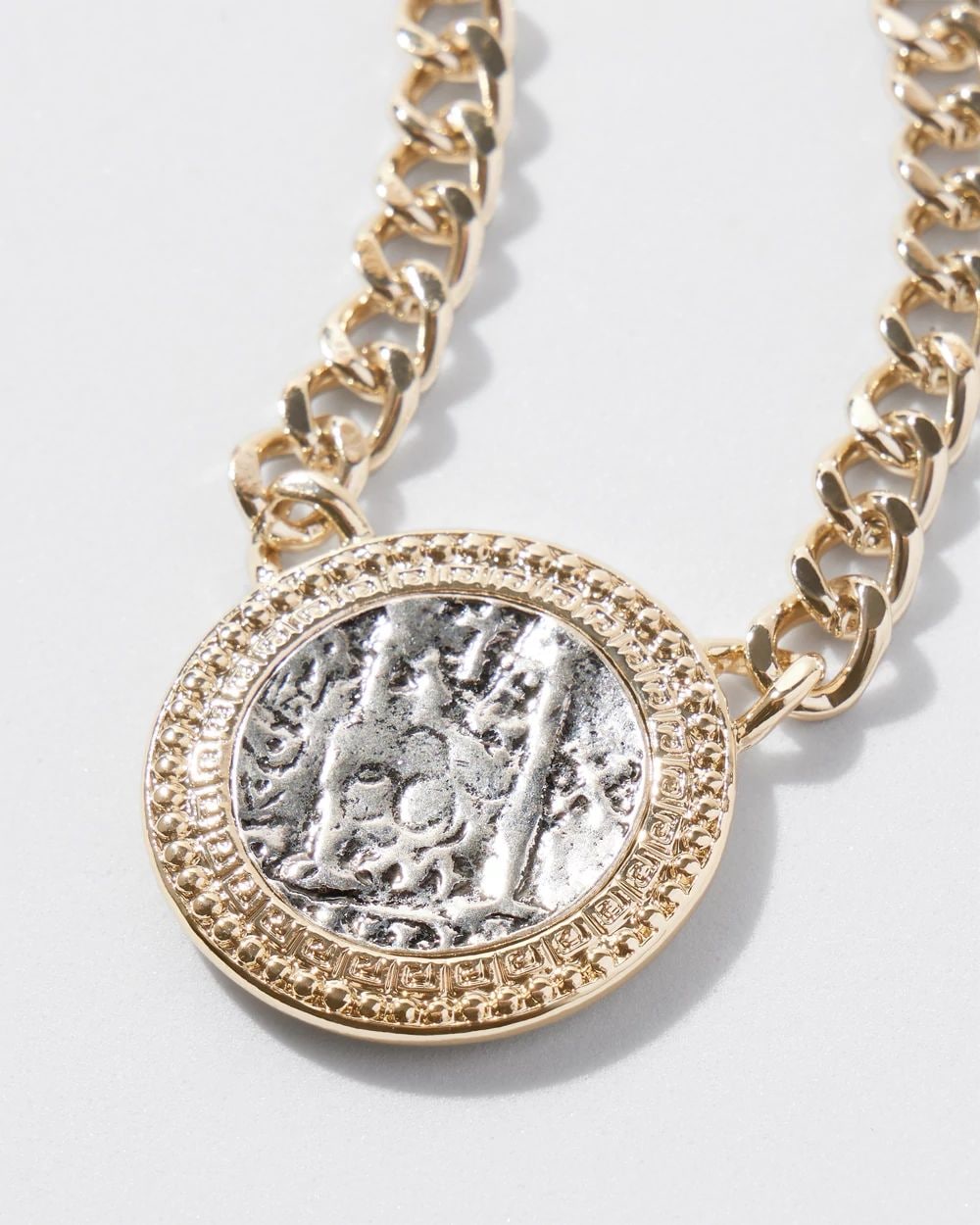 Mixed-Metal Coin Short Necklace